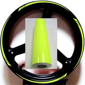 CALCOMANÍAS DE RUEDA PEGATINAS CINTA DE LLANTAS ESTILO NEÓN/DAYGLO GP AMARILLO FLUORESCENTE NEÓN - Imagen 1 de 2