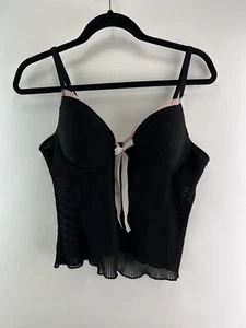 Camisola Donna Loren Negra Rosa Acanalada Cami Acolchada - Talla 38C - Imagen 1 de 4