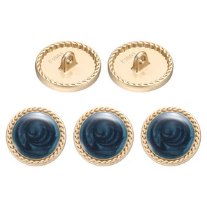 5pcs Metal Vintage Button 20mm Round Metal Sewing Buttons Navy Blue - Picture 1 of 7