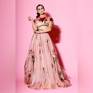 Neu mit Etikett Mahima Mahajan Rouge Rosa Blumen Organza Legenga Rock XL - Bild 1 von 16