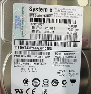 Used IBM 42D0756 42D0752 42D0753 500GB 7.2K SFF 2.5"SATA Hard Drive - Picture 1 of 1