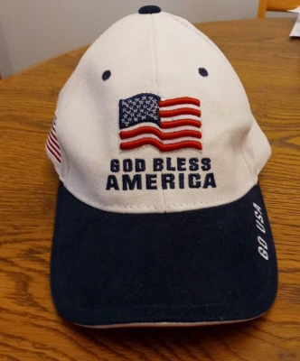 God Bless America ~ GO USA Baseball Hat Cap by Colosseum ~ White w/ Red & Blue - Image 1 of 4