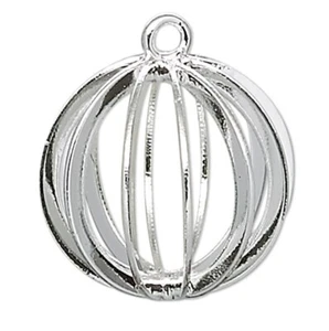 Dije de jaula de cuentas redondas de 15 mm de acero y latón gota, 4 chapados en plata para guardar tesoro - Imagen 1 de 3