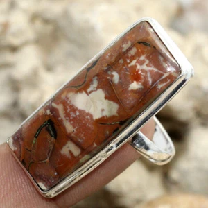 925 Silver Plated Birds Eye Jasper Ethnic Ring Handmade Jewelry Size US 11 GW - Picture 1 of 3