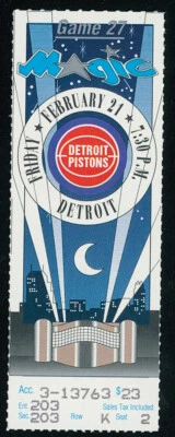 Dennis Rodman 23 Rebs! Pistons Win @ Magic TKT Stub 2/21/92 NBA Game Rare - Image 1 of 2