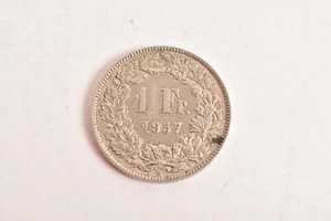 1 Schweizer Franken - 1957 - B - Silber - Kursmünze- ungereinigt #4 - Bild 1 von 2