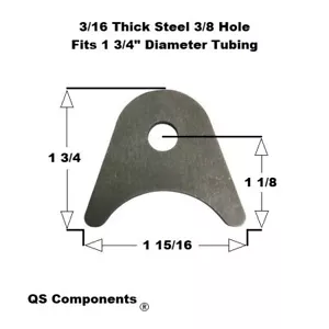 Chassis Rod End Tab 3/8" Hole 3/16" Thick 1 3/4" Tall (Fits 1 3/4" Dia. Tubing) - Picture 1 of 1