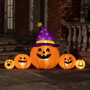 Halloween Inflatable Pumpkin Family 6FT Long Outdoor Blow up Lawn Yard Decoratio - Picture 1 of 7