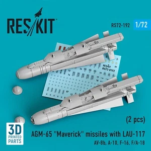 Misiles AGM-65 Maverick LAU-117 (2) AV-8B A-10 1/72 3D ResKit RS72-0192 - Imagen 1 de 3