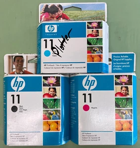 HP 11 Printhead Black Cyan Magenta C4810A (Lot of 3 colors) NOS Sealed OEM - Picture 1 of 3