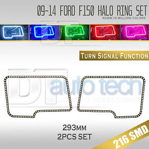 09-14 F-150 Bluetooth Angel Eyes LED RGB Headlight Halo Ring+Turn Signal Set