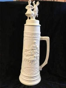 U-PAINT CERAMIC BISQUE BEER STEIN W/ LID READY TO PAINT 23' Vintage - Picture 1 of 17
