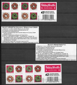 Holiday Wreaths #5427b(CF1) AND REGULAR #5427b Convertible Booklets of 20 - Picture 1 of 3