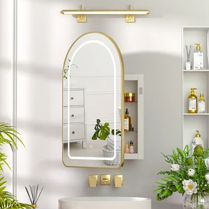 Recessed Medicine Cabinet with 3-Color Lighted Mirrored Cabinet Wall Mounted - Picture 1 of 30