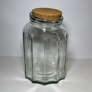 Vtg Green MCM Large Glass Apothecary Jar Elephant Tilted Rim w Cork Lid - Italy - Picture 1 of 11