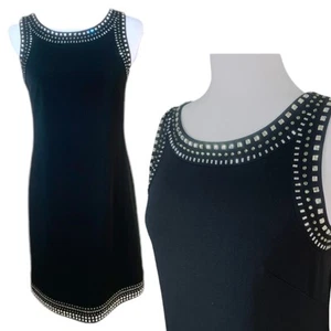 Eliza J Size 4 Knit Dress Bling Rhinestones Black Sleeveless Cocktail Party NEW - Picture 1 of 14