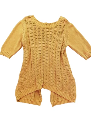 Suéter Asimétrico April Cornell Botones Espalda Abierta Manga 3/4 Mostaza Otoño M Foto 1 de 4