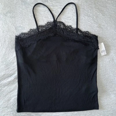 Camiseta sin mangas GAP negra espalda cruzada mujer correa de espagueti talla grande sujetador incorporado L Foto 1 de 4
