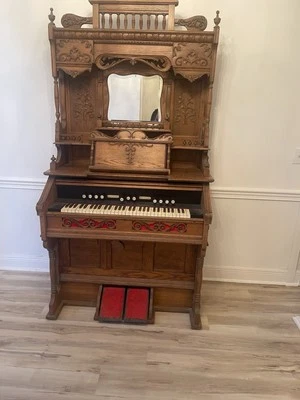 1800s Crown Geo. P. Bent Pump Organ - - Image 1 of 3