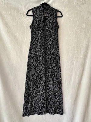 Coldwater Creek Black & White Slinky Stretch Pullover Maxi Dress, Sz 8P - Image 1 of 4