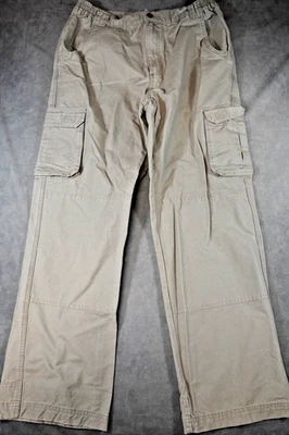 Calça cargo Cabelas masculina trilha caminhante tamanho 36x32 bege elástica bolsos na cintura - Imagem 1 de 4