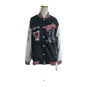 Member Only X Keith Haring Tokyo Pop Uomo Bomber Giacca Varsity Nero Bianco L - Foto 1 di 12