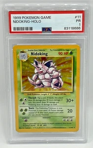 1999 Pokémon TCG Nidoking Base Set Holo  Card 11/102 Rare Grade Of PSA 1 - Picture 1 of 2
