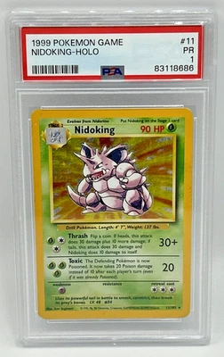 1999 Pokémon TCG Nidoking Base Set Holo  Card 11/102 Rare Grade Of PSA 1 - Image 1 of 2
