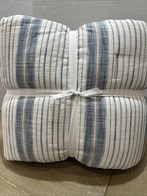 Pottery Barn Teen Sun Washed Stripe Blue  Full Queen Comforter Cotton - Image 1 of 3