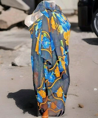 RIMA 海滩包裹式遮盖沙龙黑色加勒比安提瓜黄色蓝色木槿 — 第 1/4 张图片