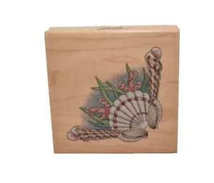 Stamps Happen, Inc #50041 Shell Corner Wooden Block Mounted Rubber Stamp - Picture 1 of 5