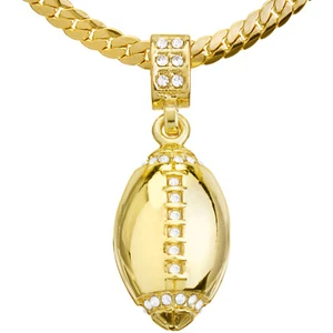 Collar de cadena de 20"/24" con colgante de fútbol helado enchapado en oro y plata para hombre MCP 1120 - Imagen 1 de 8