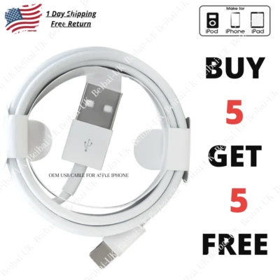 For Apple iPhone 13 12 11 8 7 6 5s SE Fast Charger Cable 3/6Ft USB Charging Cord - Image 1 of 4