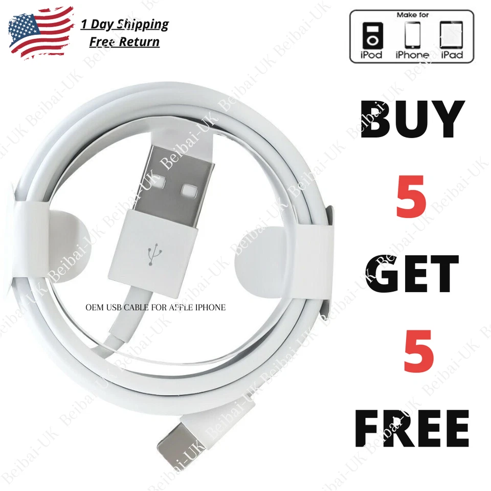 For Apple iPhone 13 12 11 8 7 6 5s SE Fast Charger Cable 3/6Ft USB Charging Cord - Image 1 of 4