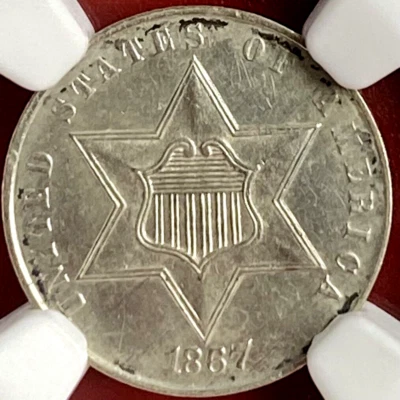 NGC-UNC! 1867 THREE CENT SILVER MINTAGE 4000 - Image 1 of 3