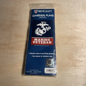 WinCraft U.S. Marine Veteran Double Sided Garden Flag with Pole, 12.5 x 18 in - Picture 1 of 5