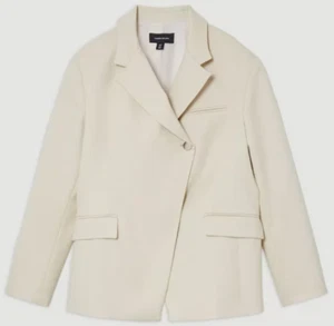 Karen Millen Soft Structured Asymmetric Single Breasted Blazer Neutral US Sz 12 - Picture 1 of 4