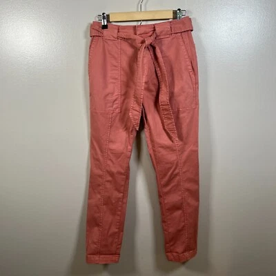 Rebecca Taylor La Vie Patrice High Waist Pants Size 26 Pink Belted Work Office - Image 1 of 4