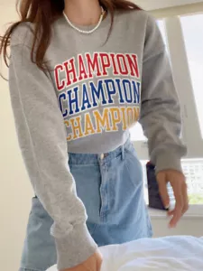 Champion Pullover Polar Cuello Redondo Manga Larga Camiseta Oxford Gris M Nuevo - Imagen 1 de 1