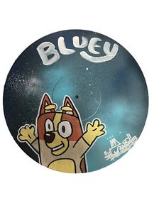 Hand Painted Vinyl Record Graffiti Shortiez Ink Bluey Bingo Dog Kids Christmas - Picture 1 of 2