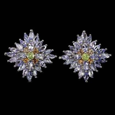 Sommer 925 Silber Ohrringe Marquise Tansanit Saphir Edelstein Schmuck - Bild 1 von 4