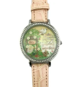 Watch Women MISS KEKE 3D World Birds & Butterflies Chrome with Pink Band $50 - Picture 1 of 5