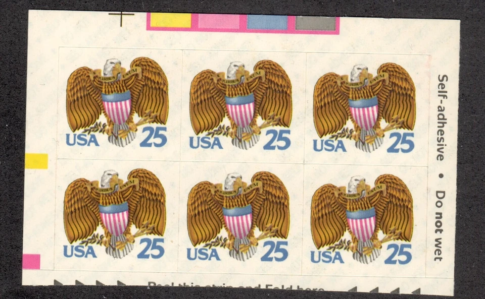 #2431a  1989 25-cent Eagle and Shield booklet pane of 6 MNH - Image 1 of 1