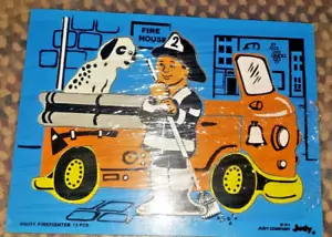 Judy Company Vintage Wooden Puzzle Firefighter 606015 13 pieces 1974 Great Color - Picture 1 of 4