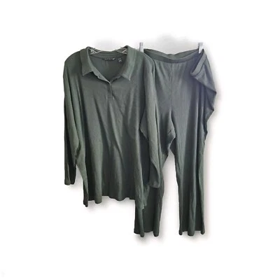 Conjunto de ropa de salón Anybody acogedor tejido talla grande 3X parte superior inferior verde  Foto 1 de 4