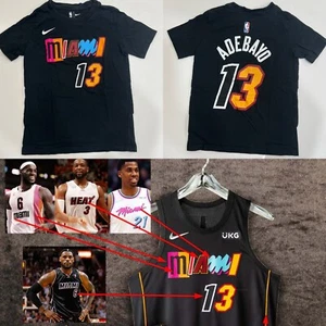 BAM ADEBAYO #13 (2021) MIAMI HEAT City Edition Nike Unisex Kids T-Shirt Sz Small - Picture 1 of 5