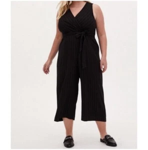 TORRID 13740167 schwarz gestreifter Ponte Surplice Overall 0 (Größe 12) 0X Large - Bild 1 von 6