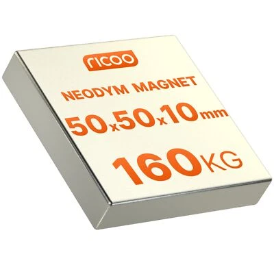 3 MAGNETI AL NEODIMIO MAGNETICI MARELLI MAGNETI 50x50x10 mm N45 160kg - Immagine 1 di 4