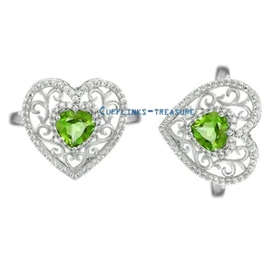 Natural  Peridot CZ Gemstones with  925 Sterling Silver Cufflinks for Men's #505 - Picture 1 of 3