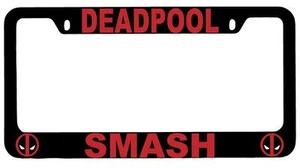 Black METAL Deadpool Smash License Plate Frame Auto Accessory - Foto 1 di 1